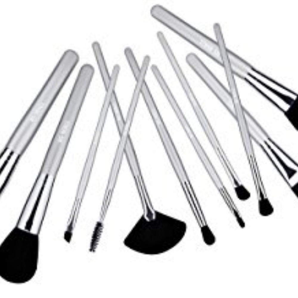 12 PCS Makeup Brush Set Premium Synthetic Silver - Picture 3 of 3